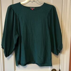 Vince Camuto Top Blouse Green Size L 3/4 sleeve Nice Drape